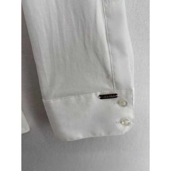 Women's Calvin Klein White Button Down Collarless Shirt Size 3X Long Sleeve - Picture 5 of 8